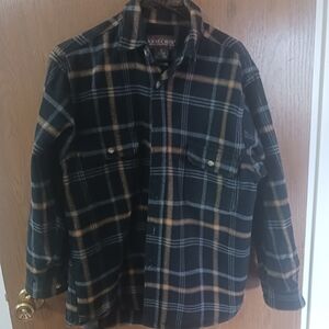 Woolrich Black and Tan Plaid Shirt Jacket